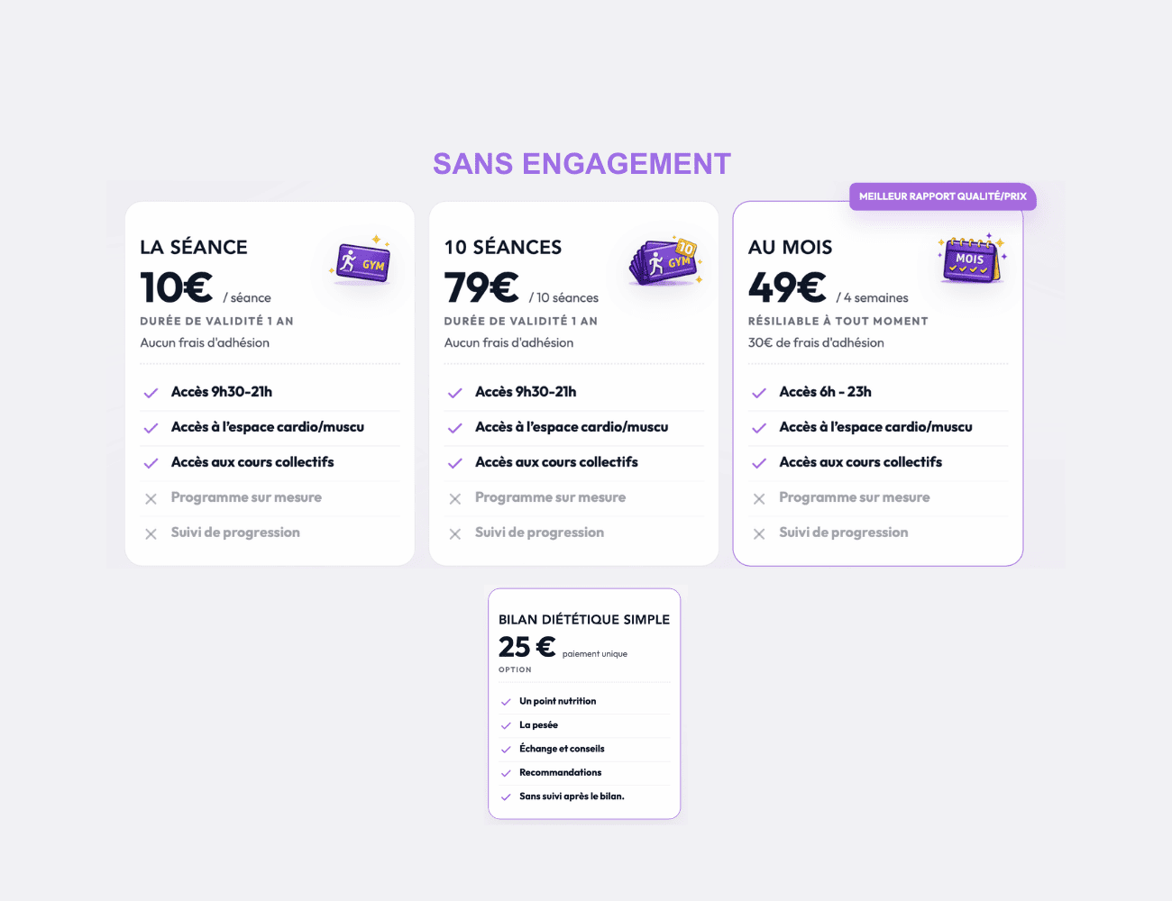 Tarifs Avenir Fitness Langon